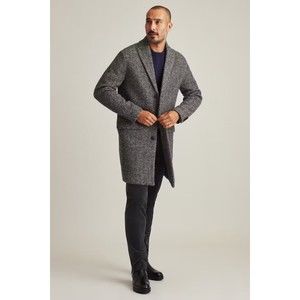 $499 BONOBOS Men's Italian Wool Top Coat Charcoal Herringbone 36R Standard NEW